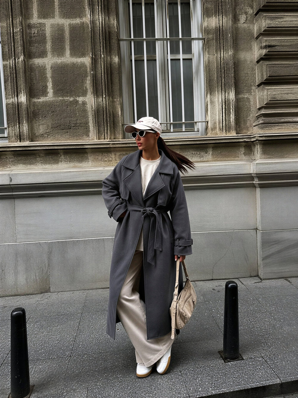 Sienna long grey coat