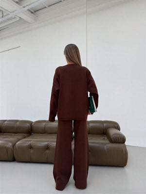 Chocolate brown knitted set Aria