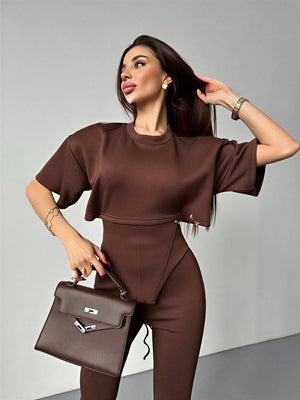 Serena chocolate brown corset set
