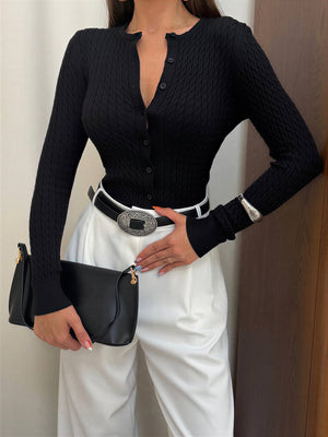 Pletena vest Elena – Tamno plava