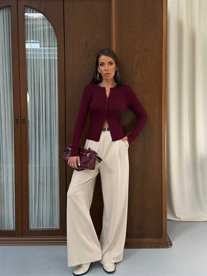 Pletena jakna Elena – Bordo