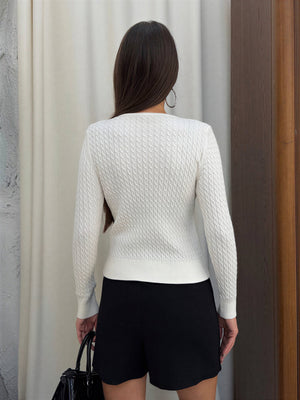 Elena Knitted Cardigan – White
