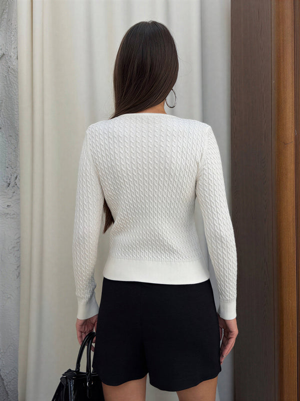 Elena Knitted Cardigan – White