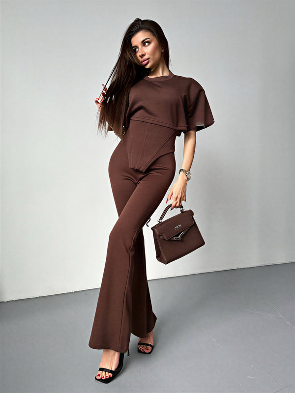 Serena chocolate brown corset set