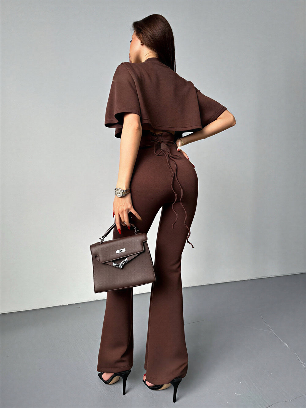 Serena chocolate brown corset set